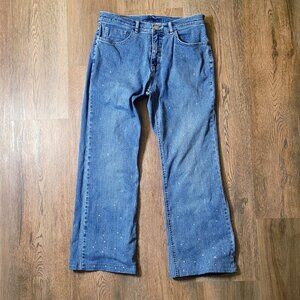 Christine Alexander Jeans Women's 6 Rhinestone Stud Embellished Mid Rise Flare